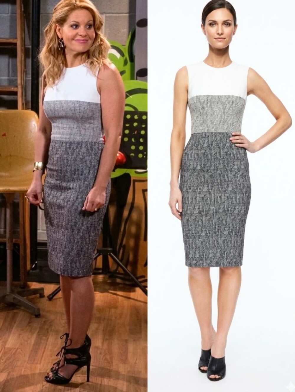 Narcisco Rodriguez Colorblock Sheath Dress  White/Gray Sleeveless ITA 44/ US 8